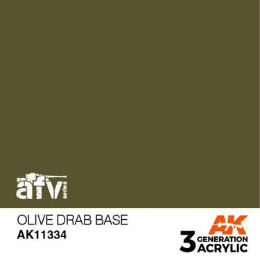 AK Interactive AK11334 AFV Series Olive Drab Base Acrylic Paint 17ml 3rd Generation